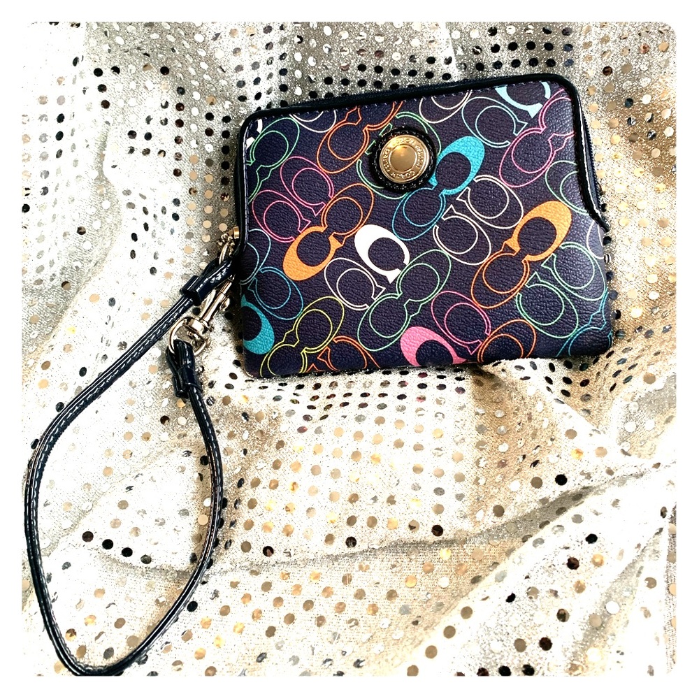 Multicolored Coach small wristlet